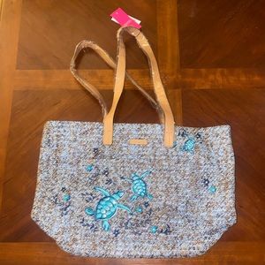 Never Used Vera Bradley Front Pocket Straw Tote